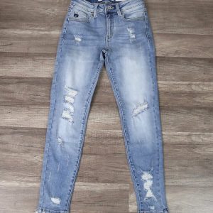 Ckoey Distressed Light Wash Faded High Rise Skinny Jeans