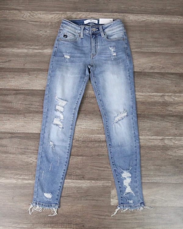 Ckoey Distressed Light Wash Faded High Rise Skinny Jeans