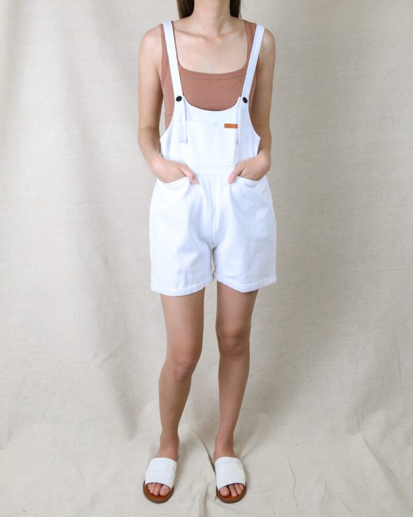 Ckoey Shortall Overalls in White Denim